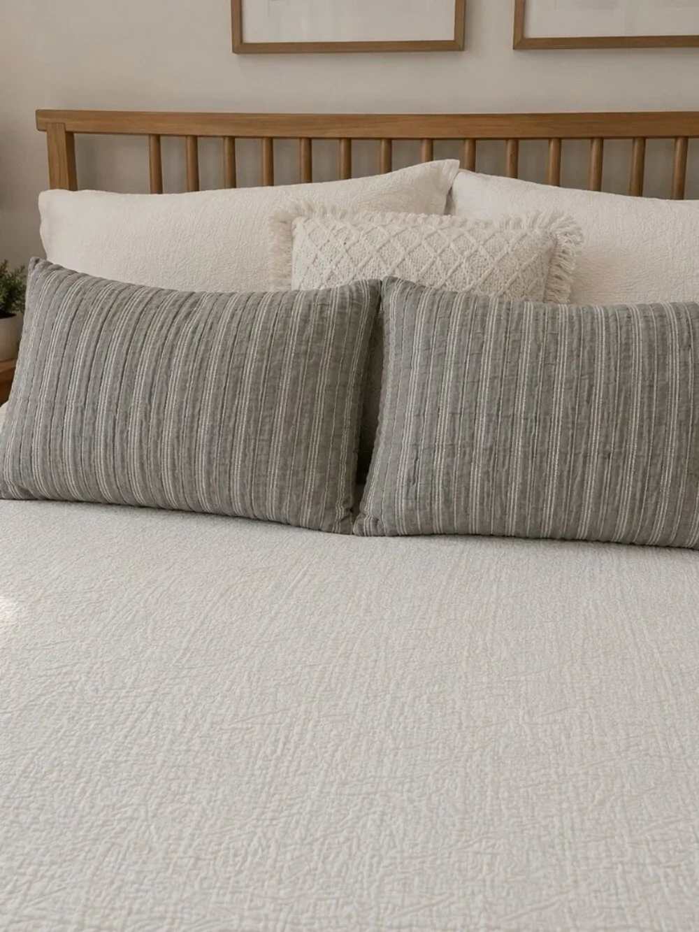 Hearth & Hand with Magnolia One Textured Stripe Standard Pillow Sham Gray 2 Pack